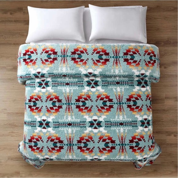 Pendleton Sherpa Fleece Blanket Bedding Bedroom Throw Queen - Picture 2 of 5